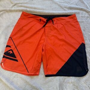 Quiksilver Men's Orange and‎ Black Swim Shorts 40 Waist Large